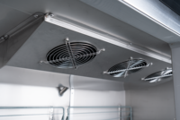 Réfrigérateur vertical à congélateur, 6 portes, porte pleine, monotempérature, en acier inoxydable, dégivrage automatique, avec refroidisseur d'air, pour usage en cuisine