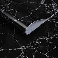 Jinyi Autocollant Marbre Noir Cuisine Mur Film PVC Vinyle Pierre Rouleau Revêtement Adhésif à Décoller et Coller Papier Peint Meuble