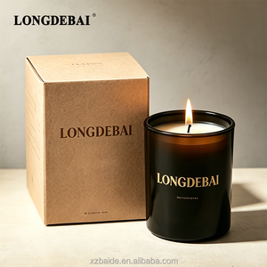 Venta al por Mayor de Recipientes Redondos de Vidrio Ámbar para Velas de 4oz, 10oz, 12oz, 14oz y 8oz, Frascos de Vidrio Vacíos para Velas con Tapa - Product Image 1