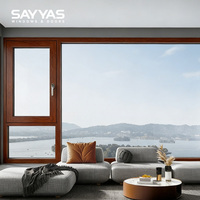 Fenêtre en bois recouvert d'aluminium triple vitrage, inclinable et ouvrante, insonorisée, modèle SAYYAS F120, pour cuisine et salle de bain