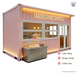 บ้านคอนเทนเนอร์สำเร็จรูปขนาด 20 ฟุต ร้านอาหารเคลื่อนที่ ห้างสรรพสินค้าสมัยใหม่ ขนย้ายง่าย หลังคาถอดประกอบได้ ทำจาก PVC อลูมิเนียมแซนวิช - Product Image 2