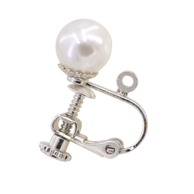 Clip d'oreille de vis de perle de 8mm avec le support accrochant de fleur/couleur en acier