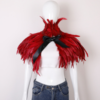 Natürlicher Feder-Schulterumhang Gotischer Federschal mit Schwarzer Schleife Halloween Cosplay Party Kostüm-Accessoire