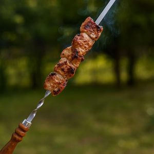 Brochetas para Barbacoa de Acero Inoxidable Estilo Antiguo con Mango de Madera, Herramienta Metálica - Product Image 3