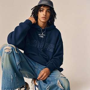 Sudaderas con Capucha para Hombre, Corte Regular, Personalizadas con Logotipo Bordado, 100% Algodón Ecológico, Tejido Grueso de Felpa, Venta al Por Mayor - Product Image 3