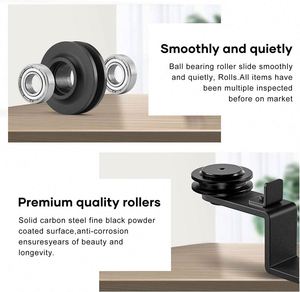 WEKIS Modern 3 FT <b>Mini</b> Cabinet Bypass Double Sliding Barn Door Hardware Track Kit Quiet Smooth Soundproof Steel Storage Window - Product Image 4