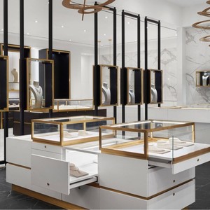 Có thể truy cập phong cách sang trọng Kim Cương Trang sức kệ trưng bày nhà máy sản xuất kết hợp kim loại <span class=keywords><strong>Acrylic</strong></span> trưng bày - Product Image 5