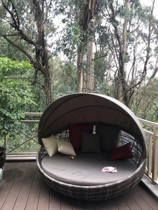 New Garden Round <strong>Daybed</strong> Aluminum Rattan <strong>Outdoor</strong> Sun Lounger Patio Garden Rattan Day Bed <strong>With</strong> <strong>Canopy</strong> - Product Image 5