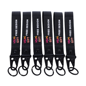 Custom Logo Lanyard Woven Embroidered Short Keychain Motorcycle Wrist Lanyards With Logo Custom <b>Hook</b> - Product Image 4