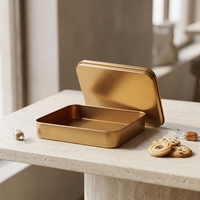 Boîte rectangulaire en fer blanc doré, étui de rangement en métal, emballage personnalisé avec logo pour aliments et cadeaux