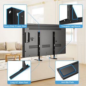 Universal Table <b>TV</b> <b>Stand</b> 22-75" <b>TVs</b>/VESA 800x600(50kg) 3-Layer Steel 13" Base Triangular Braces Anti-Slip Pads Black 5-Year Eleg - Product Image 3