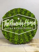 Logo mural vert lumineux 3D personnalisable en LED, lettres en herbe et en mousse, publicité et décoration, panneau d'affichage d'entrée