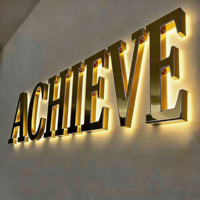 Enseigne lumineuse 3D LED personnalisée en or avec rétroéclairage miroir, étanche, pour logo de boutique, devanture de magasin, réception d'hôtel, logo mural