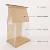 Sachet Doypack Personnalisé en Papier Kraft avec Fermeture à Lanière et Fenêtre Latérale pour Emballage de Grains de Café et de Thé OEM ODM