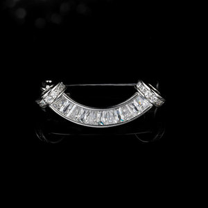 U Shape Diamond Brooch Channel Setting Everyday Wear Unisex Fine Jewelry Accessory - Product Image 1