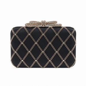 Chic Shell Diamond Lattice Satin Evening Clutch Purse for Women with Shinny Rhinestones - Product Image 4