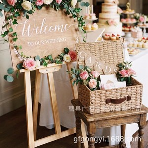 <b>Wedding</b> <b>Card</b> <b>Box</b> Woven Storage Basket Rectangle Shape For Gift <b>Cards</b> Baby Shower Bridal Party Use - Product Image 4