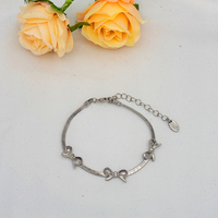 Pulsera de Plata con Lazo para Mujer, Elegante Diseño de Cadena con Cinta, Delicadas Pulseras con Dijes de Moda para Uso Diario, Regalo de Joyería para Fiestas