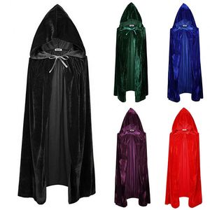 Capa de terciopelo para adultos con capucha, disfraz medieval de bruja, Wicca, vampiro, Halloween, 5 colores - Product Image 2