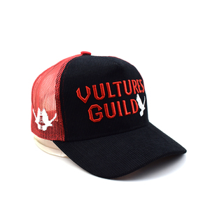 Tùy Chỉnh Cổ Điển Dành Cho Người Lớn 2 Tone Màu Đen Vải To Sợi Màu Đỏ Lưới Trở Lại Thêu Logo <span class=keywords><strong>Trucker</strong></span> <span class=keywords><strong>Hat</strong></span> Cap Phong Cách Hip Hop Jersey Thiết Kế Cho Bãi Biển - Product Image 2