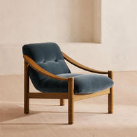 Fauteuil inclinable design Wabi-Sabi, cadre en bois massif, revêtement en lin, pour hôtel, salon - Fabrication artisanale écologique