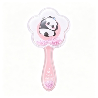 Mini brosse à cheveux en forme de fleur, motif de dessin animé mignon, brosse à cheveux en plastique, portable et facile à transporter pour les filles