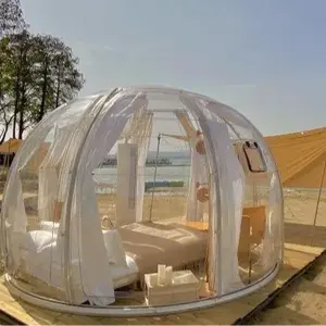 Casa de cúpula de iglú transparente de gran tamaño, tienda de cúpula inflable, tienda de campaña de burbujas con glamping al aire libre