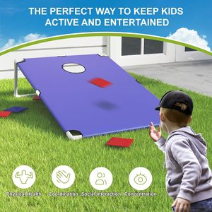 Juego de PVC con agujeros de maíz enmarcados, juego al aire libre, 8 bolsas de frijoles Cornhole para interiores y exteriores para niños y adultos, juego portátil Cornhole - Product Image 4