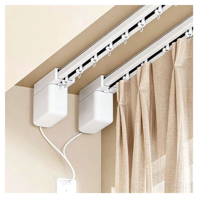Small Smart finished electric curtains with lithium battery, hard wiring & Zigbee Tuya, Wi-Fi for household and hotel windows