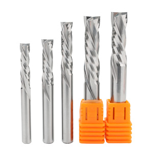 Hot bán hai sáo xoắn ốc lên và xuống nén cuối nhà máy cho gỗ <span class=keywords><strong>1</strong></span>/4 Carbide Cutter endmill 2F 3/8 Bộ định tuyến nén bit - Product Image 4