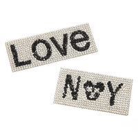 Patch thermocollant rectangulaire en strass à motif alphabet pour vêtements, bagages, chaussures, chapeaux et accessoires de décoration