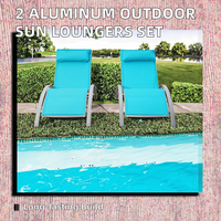 Ensemble de 2 chaises longues d'extérieur modernes réglables en aluminium, écologiques, résistantes aux intempéries, pour piscine, terrasse, pelouse, cour, pliables