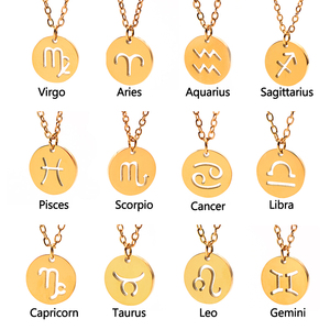 Collier en acier inoxydable plaqué or 18 carats avec 12 signes du zodiaque pour <span class=keywords><strong>femme</strong></span>, design creux, perle, astrologie, <span class=keywords><strong>horoscope</strong></span>, étude des signes, vente en gros - Product Image 6