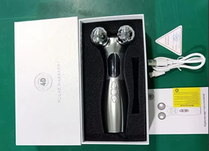 Masseur facial liftant à double rouleau, raffermissant la peau, vibration, micro-courant, rechargeable par USB, appareil portable en acier inoxydable - Product Image 5