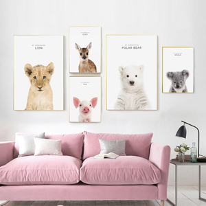 Graffiti tre piccoli animali di cervo opere d'arte immagini di arte della parete e poster stampati su tela per la camera dei bambini decorazioni per la casa - Product Image 3