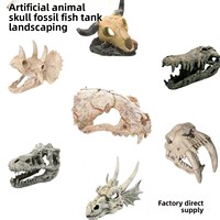 Crâne de dragon artificiel en résine, décoration d'aquarium, cachette pour crevettes, aménagement de bassin, fournitures pour reptiles, artisanat