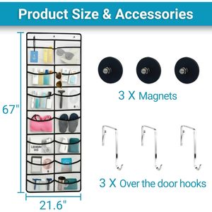 Over The Door Organizer 14 Pockets Magnetic Hanging <b>Storage</b> For Cruise Ships <b>Shoes</b> Accessories - Product Image 6