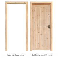 High Stability Solid Cedar Flat Solid Wood Door Moisture Resistant Timber Door for Indoor Space