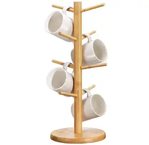 New Product Bamboo Coffee Cup Holder for Countertop, Wooden Coffee Cup Holder Stand, Coffee Mug Holder