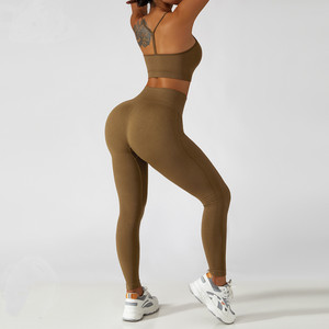 <b>Amazon</b> <b>Best</b> Seller Women Seamless <b>Leggings</b> Yoga Fitness Sets With Sexy Sling Backless <b>Sports</b> Bra - Product Image 2