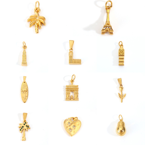 Accesorios de joyería DIY colgante de palmera de acero inoxidable Chapado en PVD 18K dijes impermeables viaje Torre Eiffel Big Ben encanto - Product Image 1