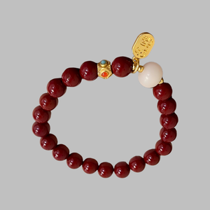 Handmade Lucky Red Chuỗi vòng đeo tay với hạt gốm và Kim Cương Đá ThủY Tinh Fengshui Cinnabar Vòng đeo tay cho phụ nữ cô gái - Product Image 3