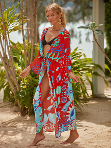Vestidos de Playa para Mujer, Caftán, Vestidos Casuales, Estilo Bohemio, Vestido Maxi Holgado con Estampado de Leopardo - Product Image 3