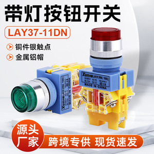 Xunhe LAY37 <b>Push</b> Button Switch 22mm Hole Red Green <b>Light</b> Self-Locking Self-Reset 10A AC220V - Product Image 4