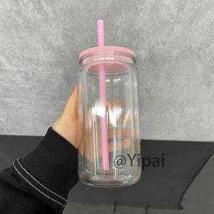 Custom Logo Unbreakable 12Oz 16Oz Diy Double Wall Pre Drilled Glitter Plastic Reusable Acrylic <b>Beer</b> Soda Can for Uv Dtf Wrap - Product Image 3