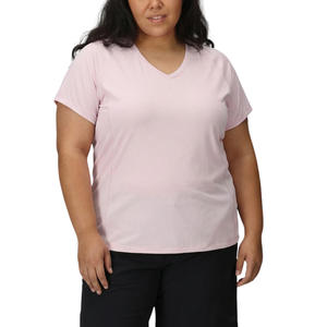 เสื้อยืดผู้หญิงไซส์ใหญ่สีพื้น ผ้าฝ้ายผสม ระบายอากาศได้ดี เป็นมิตรกับสิ่งแวดล้อม สีสันตามสั่ง รับสั่งซื้อจำนวนมาก - Product Image 1