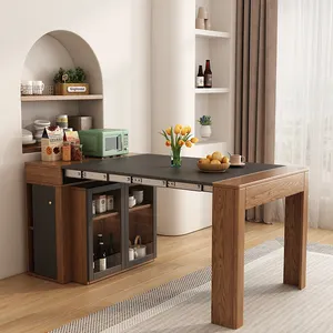 Mesa de jantar moderna, mesa de jantar multifuncional extensível dobrável de madeira