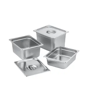 Tam boy otel restoran mutfak ekipmanları amerikan tarzı 1/2 GN derin buhar masa paslanmaz çelik gıda tavalar anti-reçel reşo - Product Image 1