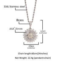 Derniers modèles de pendentif de fleur de soleil de naissance plaqué or et argent pour femmes