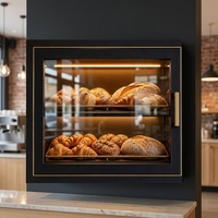 Wandmontierte Bäckerei-Vitrine mit Glastür, Warmlicht-LED, Zwei Regale, Brot- und Gebäckvitrine